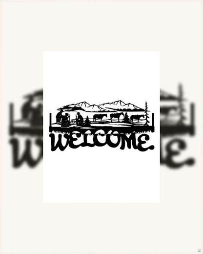 4ft Metal Sign with WELCOME cowboy horse scene