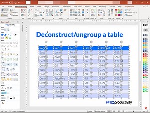 Ungroup / deconstruct tables in PowerPoint