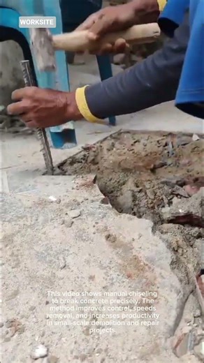 Manual Concrete Chiseling Technique | Fast & Efficient Demolition Work