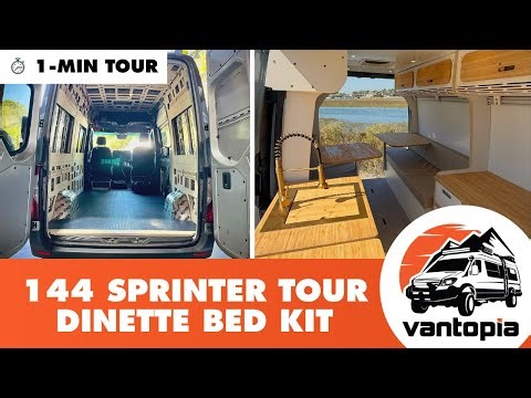 1-Minute Van Tour | 144 Sprinter Build with Vantopia Dinette Bed Kit
