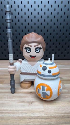 Jake Cardwell | The Kit Kiln on Instagram: "Rey and BB-8 chunks now available on our @thangs3d profile! Link in bio 🙂 Printed on @bambulab_official X1C Printed with @polymaker_3d matte PLA. #3dprinting #theforceawakens #bb8 #starwars #polymaker_3d #polymaker #thangs3d #toys"
