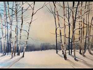 Boxing Day Special: Paint A Simple Watercolour Silver Birch Winter Landscape, Easy Watercolor Snow