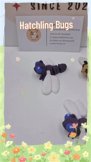 We printed the bee and the dragonfly for the hatchling bug set! Cinderwing3d releases a set of hatchlings each month and they're fantastic! #catspaw3d #Cinderwing3d #bug #bee #3dprinting