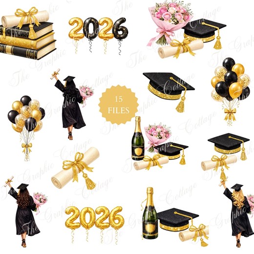 Graduation Cap, Diploma Clipart, Black and Gold Graduation, High School, College Graduation Cap, Gold Tassel Graduate, Graduation Party - Etsy UK