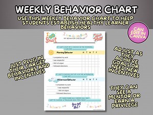 Weekly Behavior Chart - Etsy Canada
