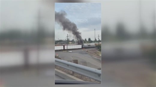 Union Pacific train derails and catches fire in Roseville