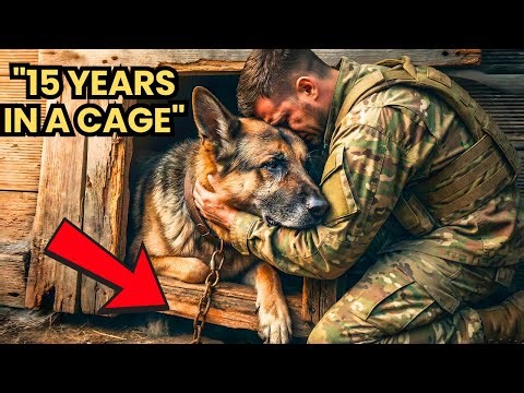 German Shepherd Caged for 15 years, he cried the moment he was hugged and loved by a Soldier