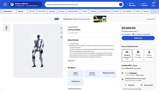 Walmart reportedly selling Unitree humanoid robots on its website: Retail reality or PR stunt?