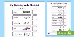 My Listening Walk Checklist Sheet