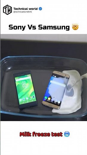 Xperia XZ premium Vs S7 edge ☠️#Milk freezing test🥶 #Will it Survive🤔#Samsung#Sony