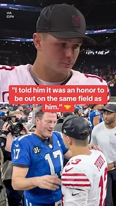 Brock Purdy honors Philip Rivers after the 49ers’ 48-27 MNF win vs. the Colts 🙌 (via @espn) | Yahoo Sports