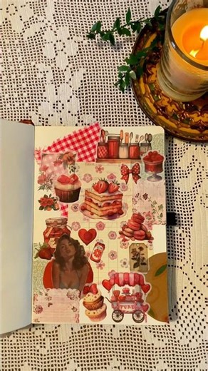 Red Vintage Theme paper collage ASMR Journaling. Creative junk Journal ideas. #scrapbooking