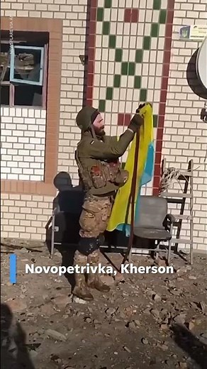 Ukrainians raise flags in Russia-annexed territories | USA TODAY #Shorts