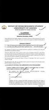 PhD Admission Notification 2025/ State University/ Jammu University/. #phd #viral