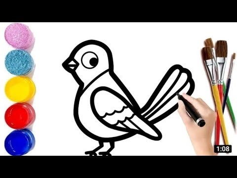 How to draw and colour a bird 🐦 | easy drawing and colouring for toddlers and kids| kids drawing