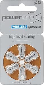 Power One Hearing Aid Batteries p312 Brown, 1.45 V, 170 mAh - Pack of 6