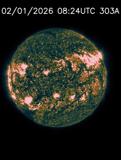 Sun 24 Hour Timelapse | Helium II / 303 Å | Extreme UV (February 01, 2026) #shorts