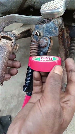 Part 2: Genius Trick! Motorbike 🚧🛵 Parking Stand Spring Fix 🔧 | Red & Black Tape Hack for Bikes 🏍️