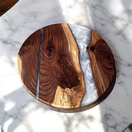 Custom Wood & Epoxy Lazy Susan | Rotating Table Centerpiece - Etsy