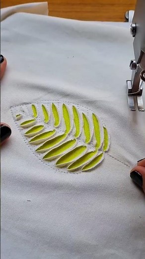 Stunning Cutwork Leaf Embroidery on Sewing Machine | DIY Fabric Art #sewing #sewinghacks #shortsfeed