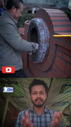 Genius Construction Hack Using Old Tire! 😱🧱 #shorts