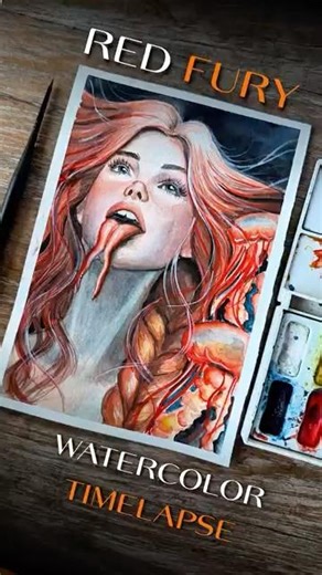 Watercolor timelapse: Red fury