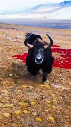 Feel the pressure from the wild yaks 感受野牦牛的压迫感 #animal【跟着图尔去旅行】