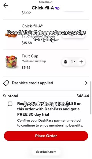 ⤵️ DoorDash March Discount Codes That Works (2026) 1️⃣ 🔥 50% Off — RECAPANDCHILL50 Takes a big chunk off for some accounts with DashPass. I usually try this one first. 2️⃣ 💳 $750 DoorDash Credit — once per account ⭐️ Found this on Dashbites.store There’s an explanation there. 3️⃣ 🍟 25% Off — YAY20OFF4 Around $5 off some orders. Works sometimes depending on the account. 4️⃣ 🍔 20% Off — DASH2HOME Takes a few dollars off delivery for some people. Worth trying. 📌 Save this so you don’t forget n