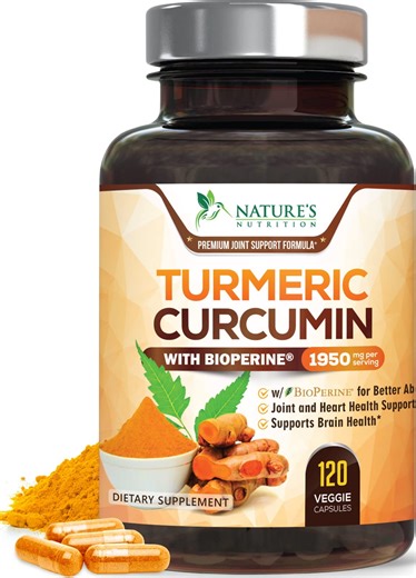 Turmeric Curcumin Supplement 1950mg - 95% Curcuminoids & BioPerine Black Pepper Extract for Max Absorption - Organic Turmeric for Joint & Immune Support - Vegan, Non-GMO, Bottled in USA, 120 Capsules