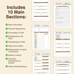 In-depth Character Profile Planner | Character Workbook Template | Character Profile Building | Digital or Printable Character Planner