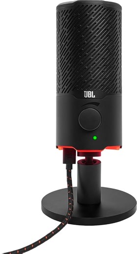 JBL Quantum Stream Mikrophon – USB-Mikrofon mit zweifachem Kondensator für Streaming, Aufnahmen und Spiele – Schwarz