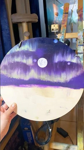 Neon Northern lights💚 #bobross #oilpaint #artist