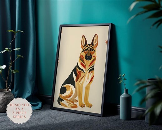 German Shepherd Dog Artwork – Stylish Pet Print for Living Room, Bedroom or Nursery Decor - Etsy