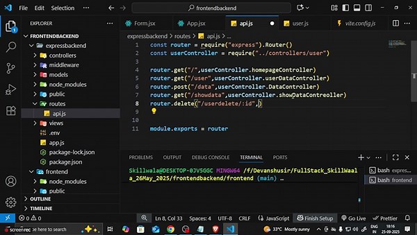 ⚡ Express.js In-Depth – CRUD with React   📅 Skillwaala’s Free Full Stack Web Development Course