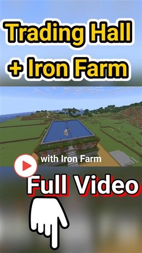 Aesthetic Trading Hall + Iron Farm | Work in Java and Bedrock/Pocket Edition #minecraft
