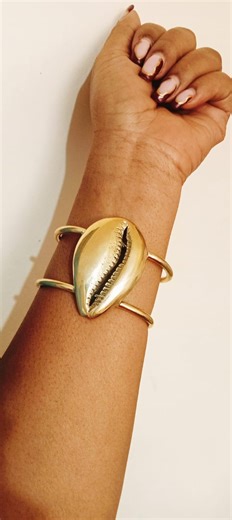 Brass Cowrie Shell Cuff Bracelet, Adjustable African Jewelry - Etsy