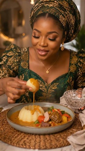 Beautiful Nigerian Woman Enjoys Pounded Yam & Egusi Soup | Authentic Nigerian Food Experience 🇳🇬🥣