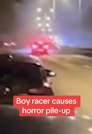 This is the horrific moment a boy racer causes a devastating pile-up crash, injuring multiple people and a pet dog. #crash #viral #scary #crime