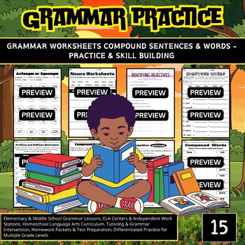 Grammar Worksheets Compound Sentences & Words - Practice & Skill Building