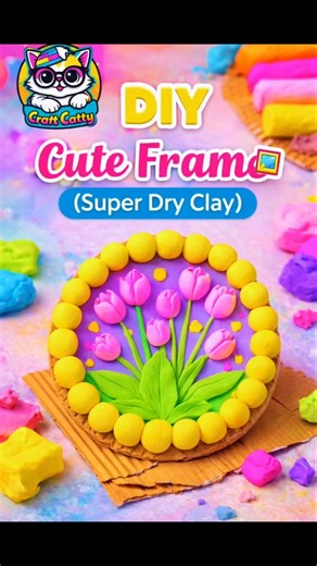 🌟DIY Cute Mini Photo Frame 🖼️ | Super Dry Clay Craft in 1 Minute 😍 #craftshorts #dryclay #miniframe