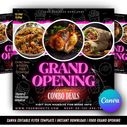 Grand Opening Flyer Template | Customizable Food Combo Deals (instant Download) - Etsy