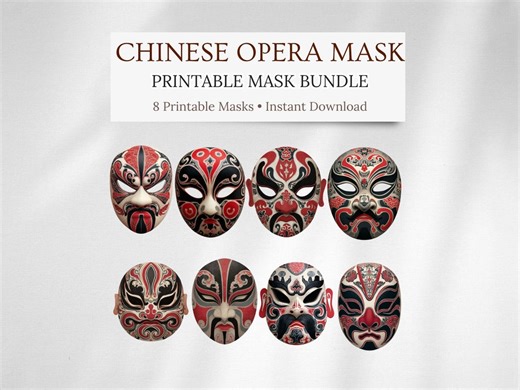 Chinese Opera Mask Printable Bundle, Peking Opera Masks, Traditional Chinese Face Mask Set, Instant Download - Etsy
