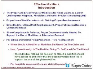 Effective Modifier for Physicians and Hospitals