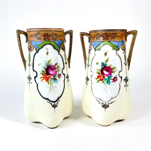 Antique Noritake Vases Matching Pair, 1920s Porcelain Vintage Komaru Moriage - Etsy