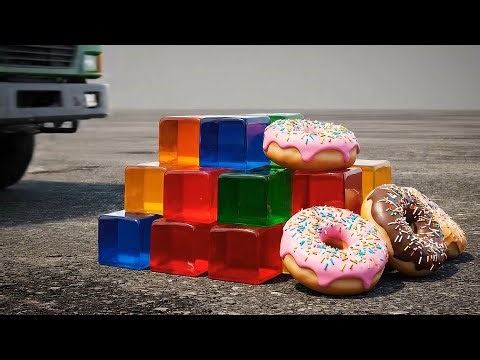 Satisfying Crushing Experiment with Truck Wheels: Slime, Donut, Ice Cream, Jelly, Snack