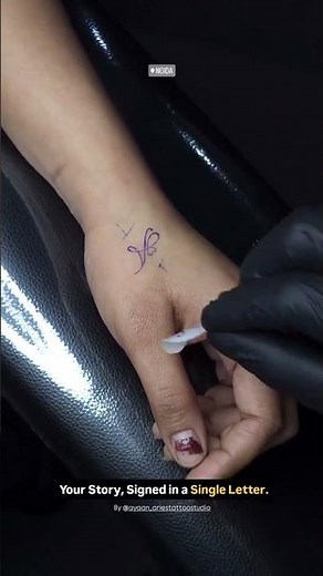 Single Letter Initial Tattoo for Partner | Minimalist Couple Tattoo Idea