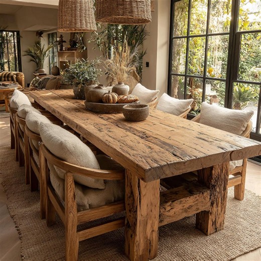 Solid Oak Live Edge Dining Table, Rustic Farmhouse Kitchen Furniture - Etsy