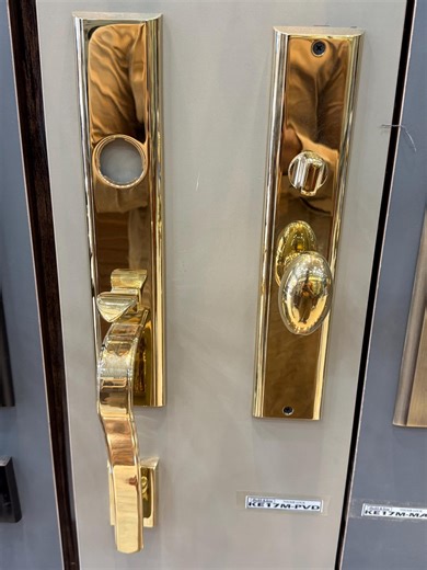 Solid Brass Modern Door Handle Lock Set, Polished Gold Entry Hardware - Etsy