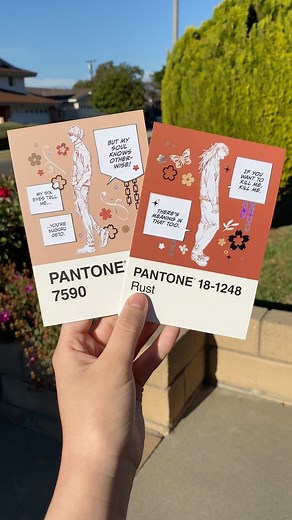 jessica 🌙 on Instagram: "i think it’s kinda poetic that suguru’s pantone color is named ‘Rust’ 😀😀 anyway, i made a video decorating these pantone cards (iwaoi version) on youtube if you’re interested 😊 link in bio!! stickers from @sunbeansprout - use my code MUN10 (includes freebie) other stickers I used: @frogsanddaisies @somewondershop #anime#animejournal#animebujo#bujo#deco#pantone#jujutsukaisen#satosugu#gojosatoru#getosuguru#stickers"