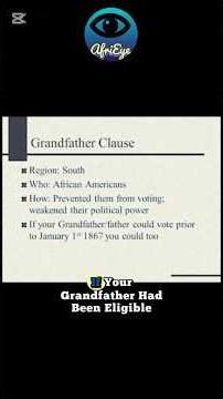 THE GRANDFATHER CLAUSE — You Can Vote. If Your Grandfather Could #history #grandfatherclause #facts